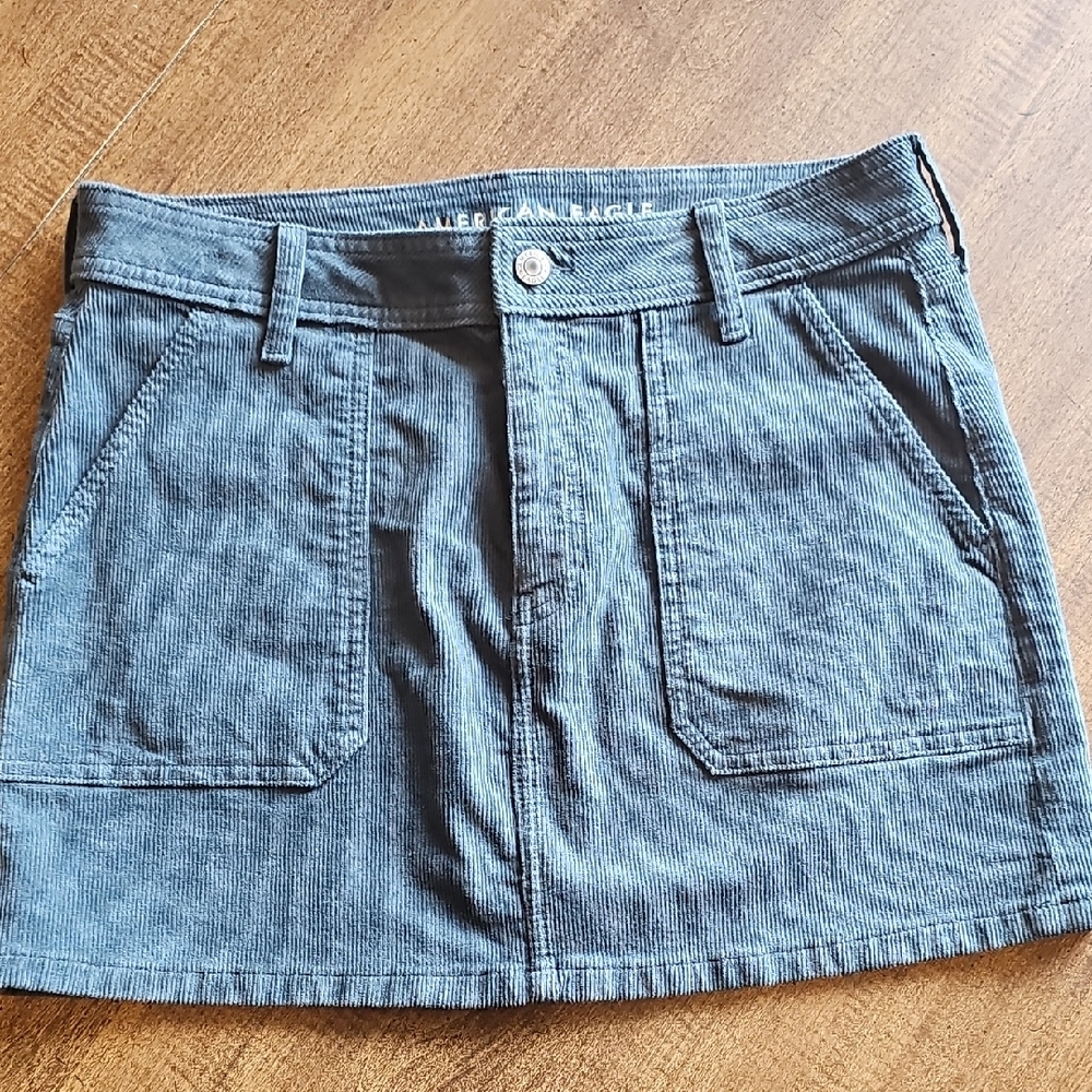 AE Blue Cordurary Mini Skirt, Size 10